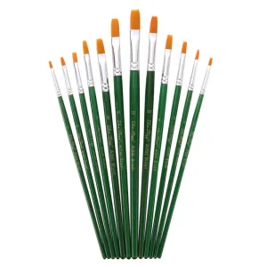 12 PCs Nylon Hair Watercolor Transparent Green Pole Hook Line Brush Pen Brush