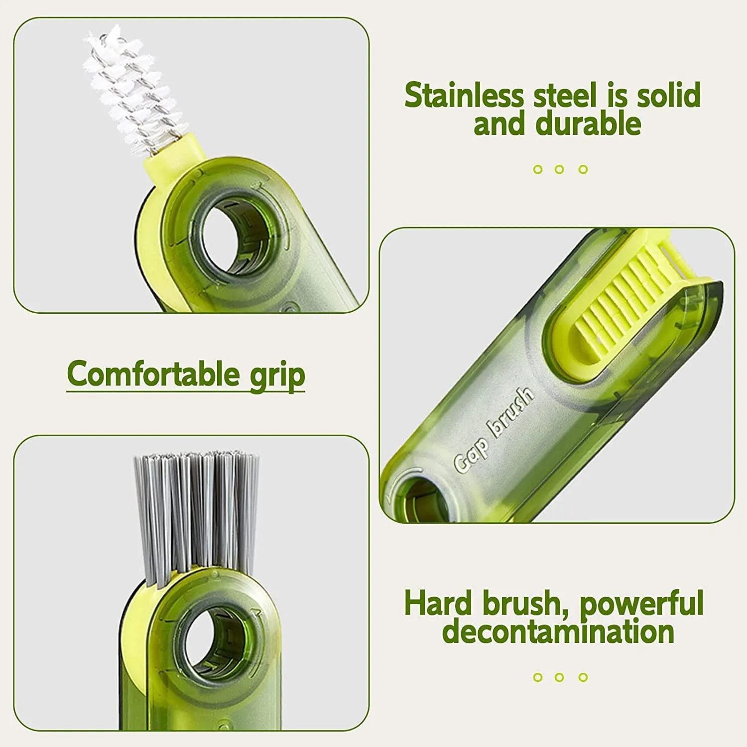 3 in 1 Cup Lid Gap Cleaning Brush Set, Multifunctional Insulation Bottle Cleaning Tools