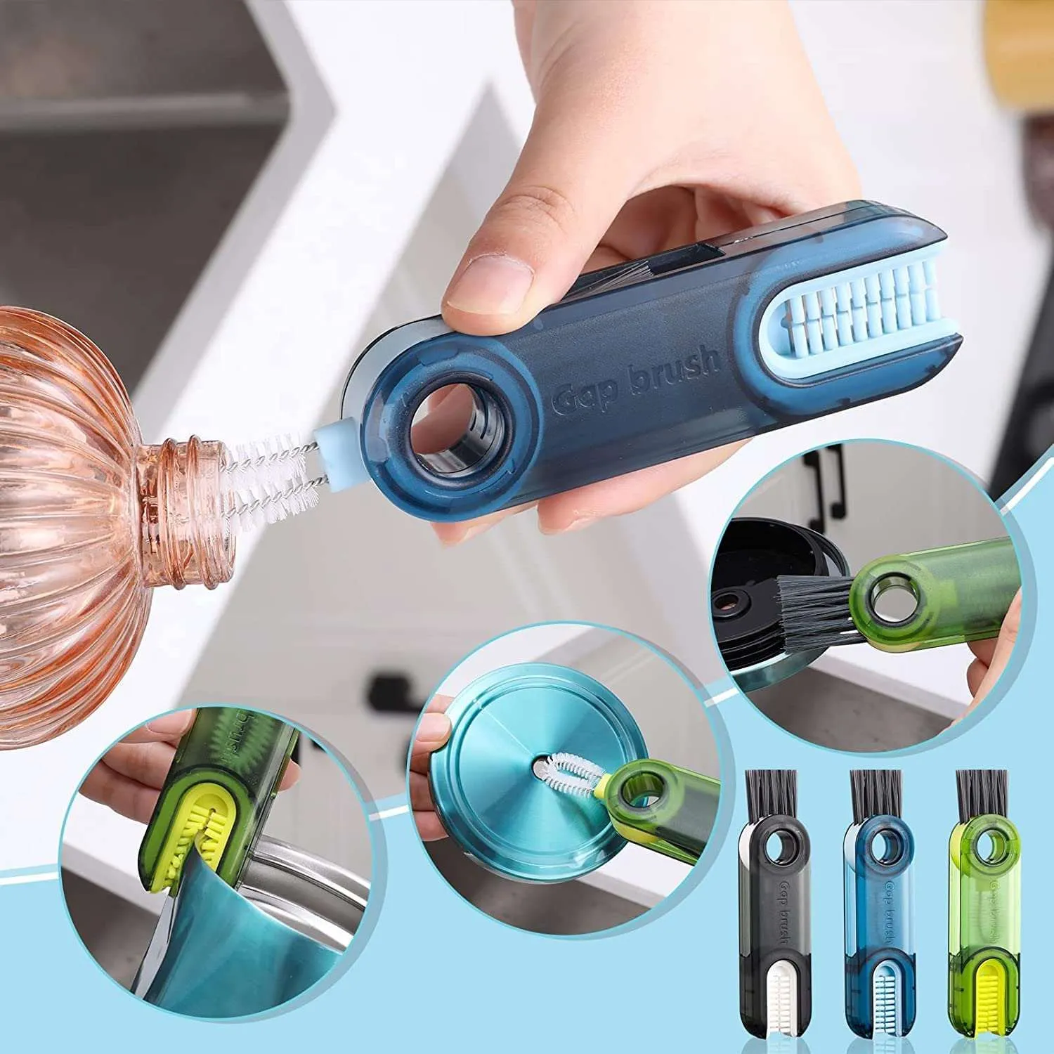 3 in 1 Cup Lid Gap Cleaning Brush Set, Multifunctional Insulation Bottle Cleaning Tools