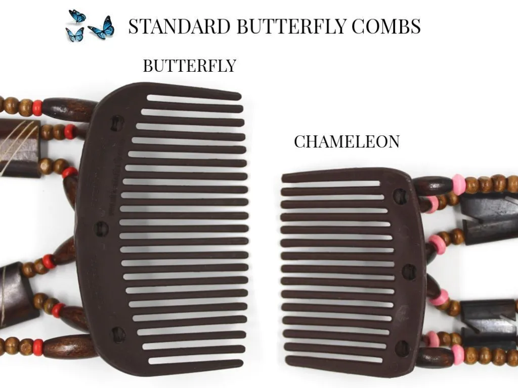 African Butterfly Hair Comb - Dalena Black Pearl 21