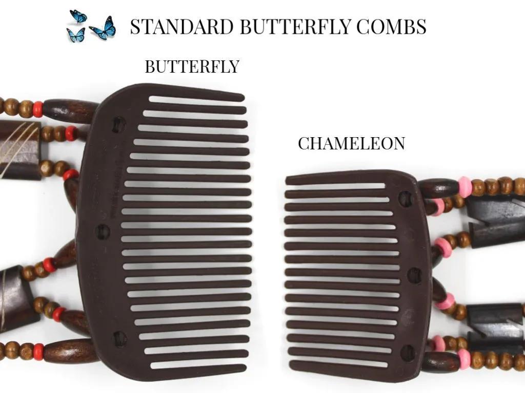 African Butterfly Hair Comb - Flowers Clear 50