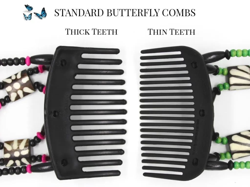 African Butterfly Hair Comb - Flowers Clear 59