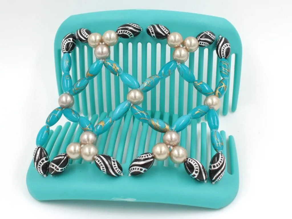 African Butterfly Hair Comb - Ndalena Turquoise 17