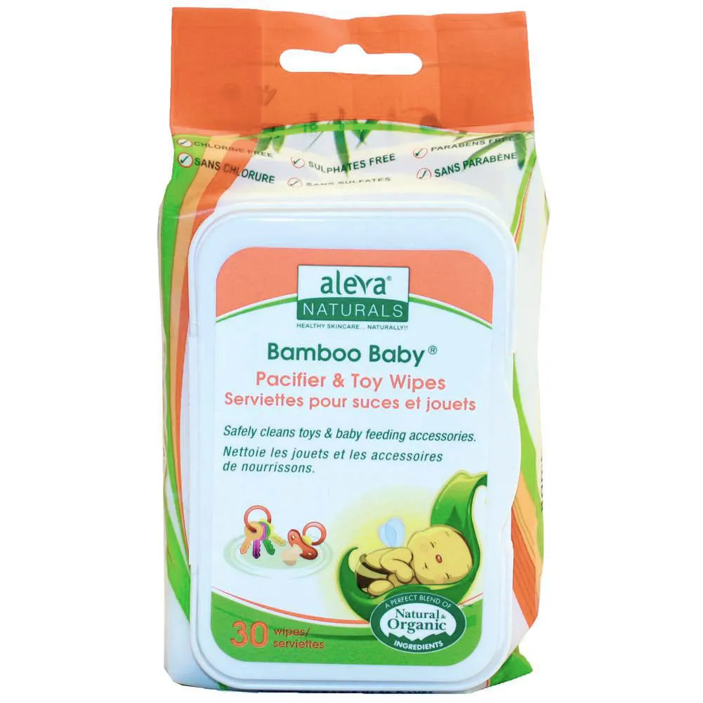 Aleva Naturals Bamboo Baby Pacifier & Toy Wipes - 30ct