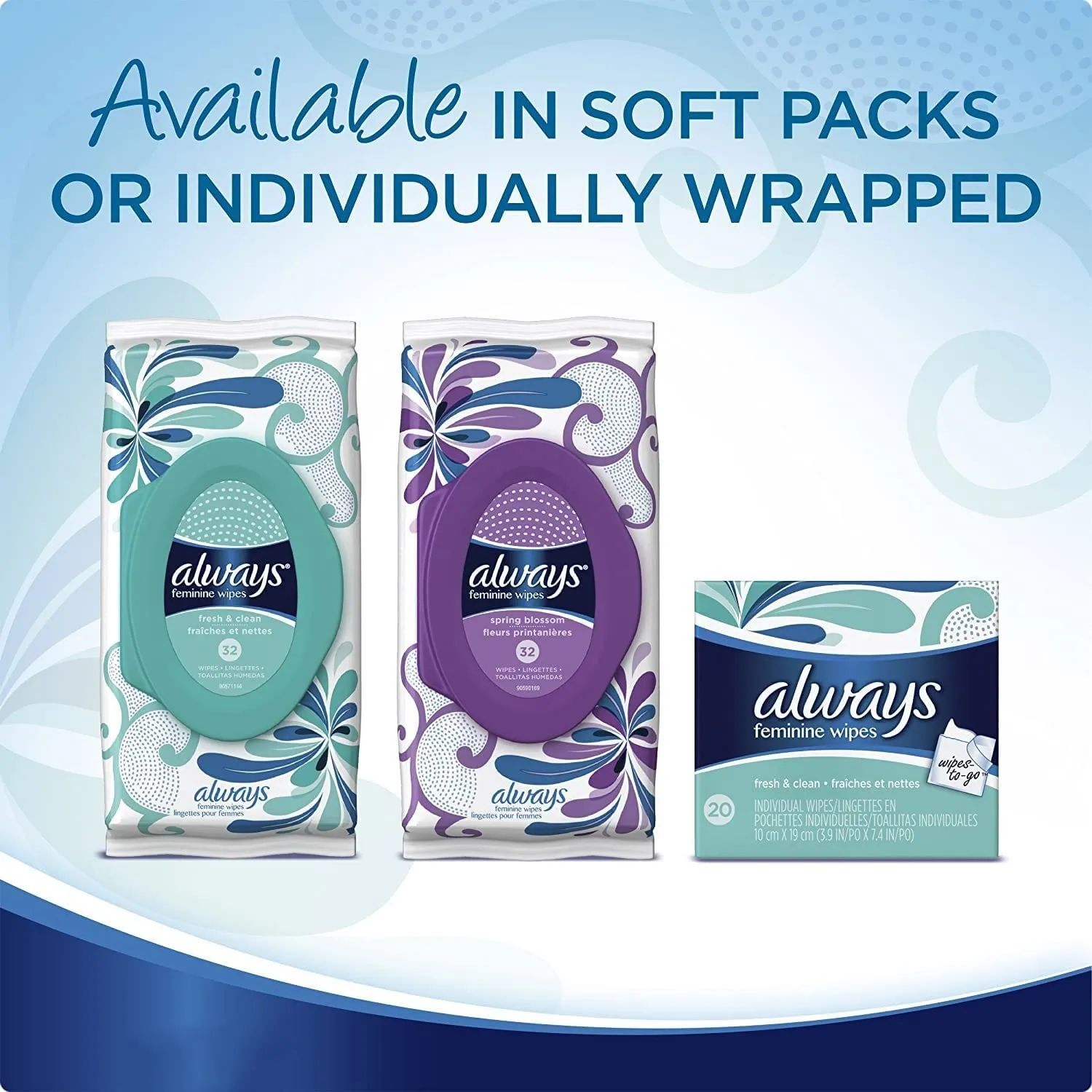 Always Feminine Wipes, Fresh & Clean, Soft Pack, 32 Count