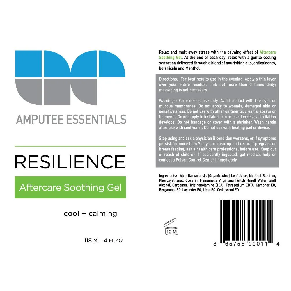 Amputee Essentials Resilience Aftercare Soothing Gel, Calming Sensation, 4 oz (118 ml) Bottle