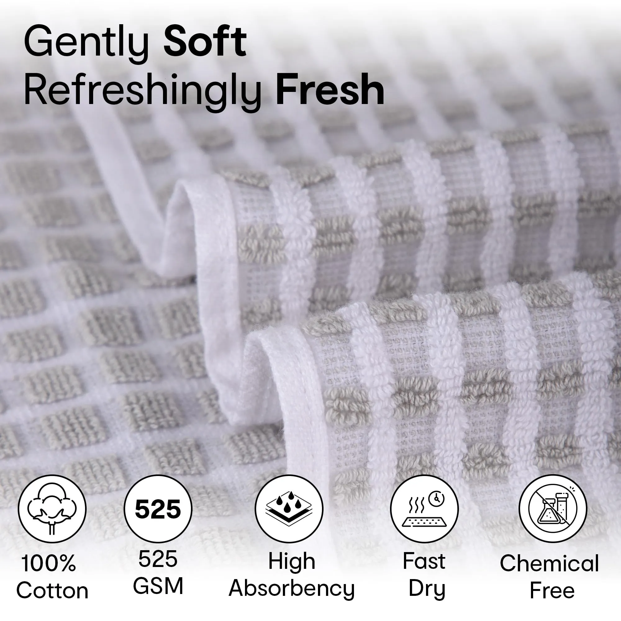 Anko Australia 100% Cotton 520 GSM Malmo Hand Towel | Set of 1 | Super-Soft, Absorbent, Quick-Drying | Grey Checkered Towel for Men, Women & Kids | 65x45 cm |Travel, Gym, Spa Towel