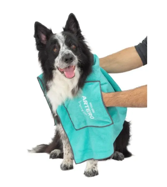 Artero Pockets Turquoise Zumba Wide Towel (Large) For Dogs & Cats