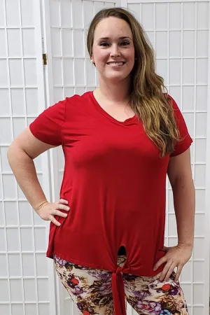 Avelyn Red Front Tie Top MED-3XL