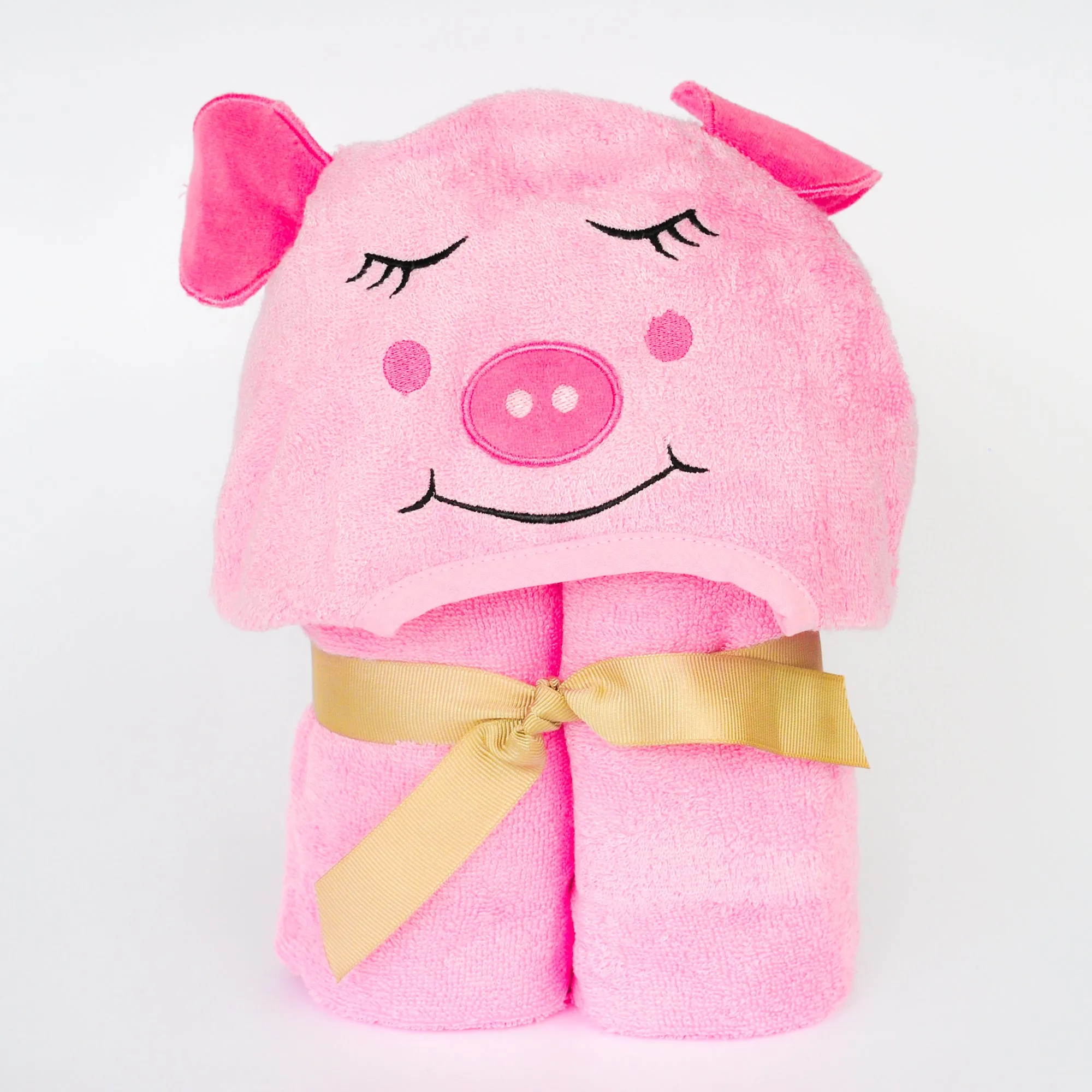 Bamboo Rayon Piggy Hooded Turkish Towel Little Kid