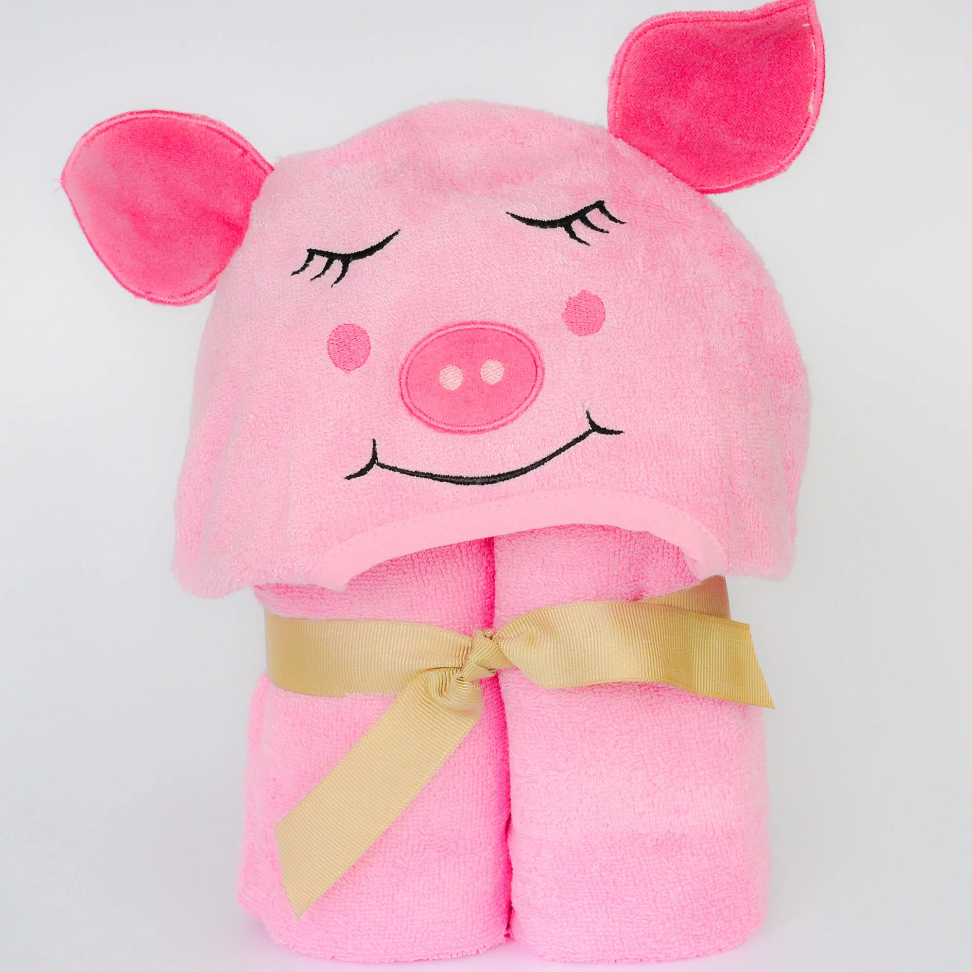 Bamboo Rayon Piggy Hooded Turkish Towel Little Kid