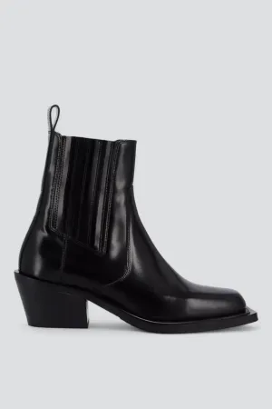 Black Leather Denver Ankle Boots