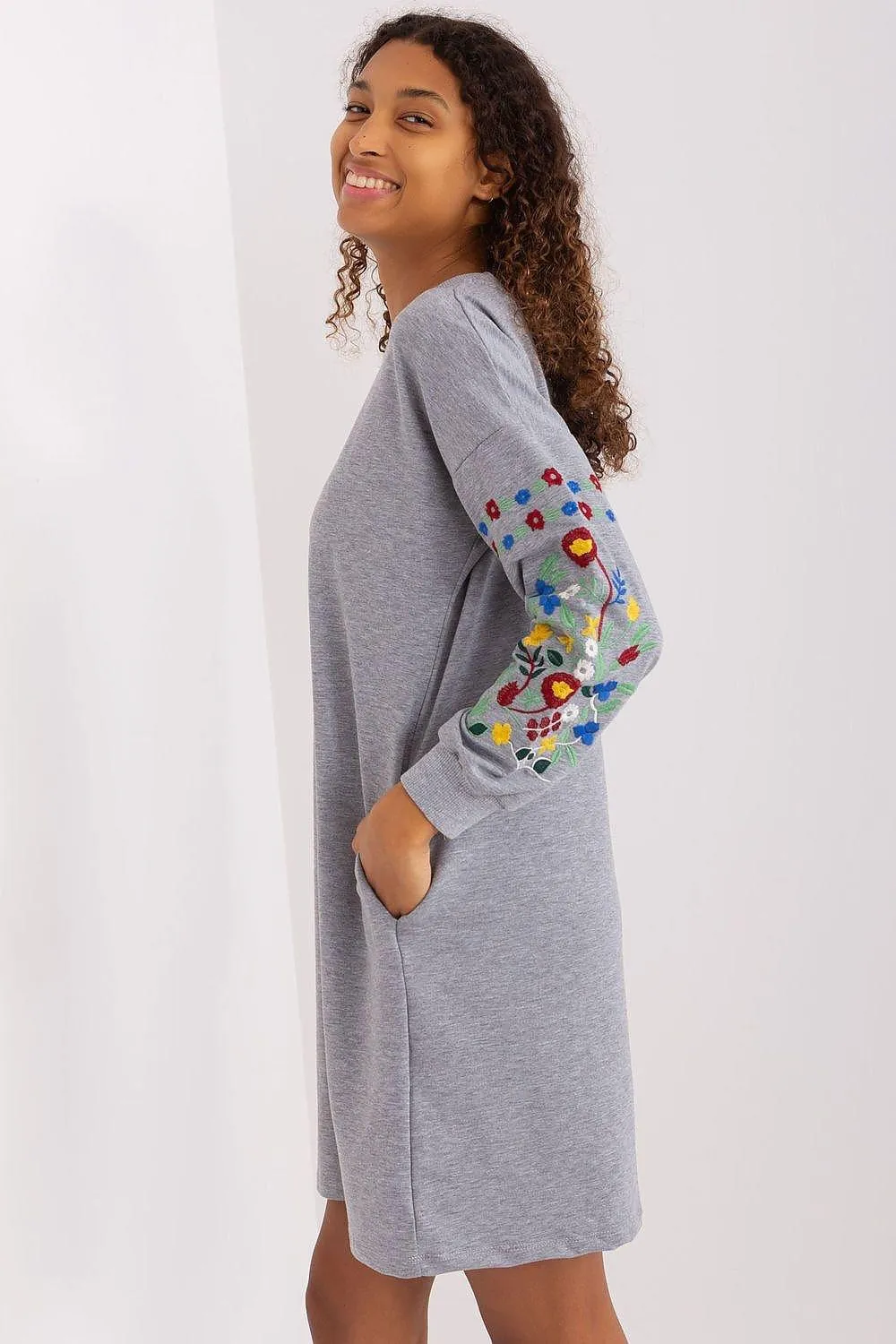 Chic Embroidered Sweat Dress for Everyday Elegance