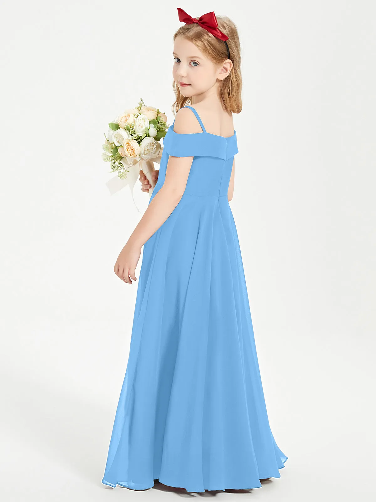 Chic Junior Bridesmaid Dresses Off the Shoulder Blue