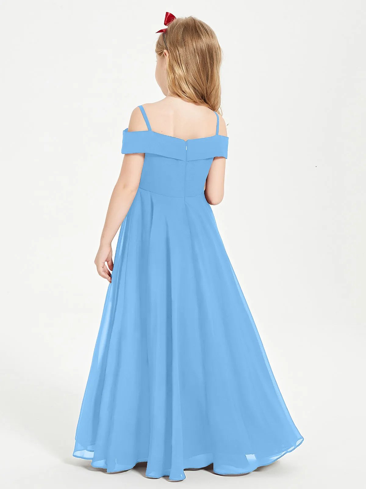 Chic Junior Bridesmaid Dresses Off the Shoulder Blue