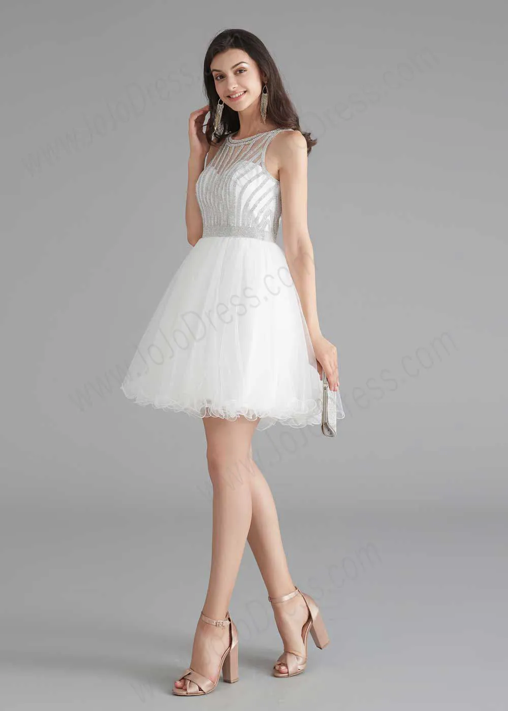 Chic Short White Tulle Evening Dress