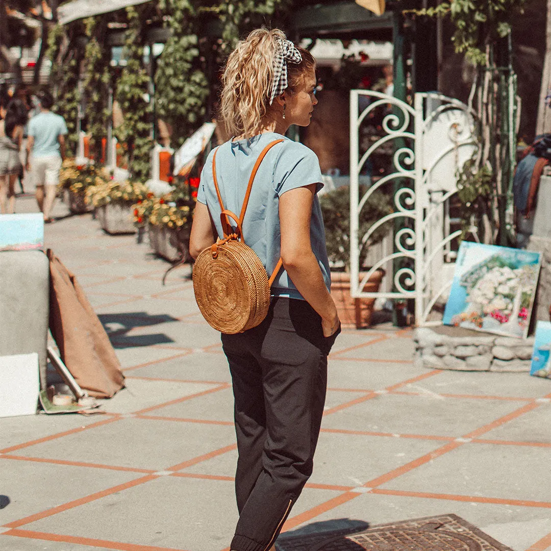 French Blue Front Tie Top