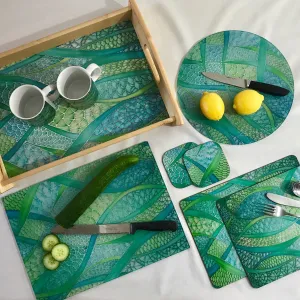 Green Green Glass Chopping Boards - Placemats & Coasters - Green Turquoise Table Mats