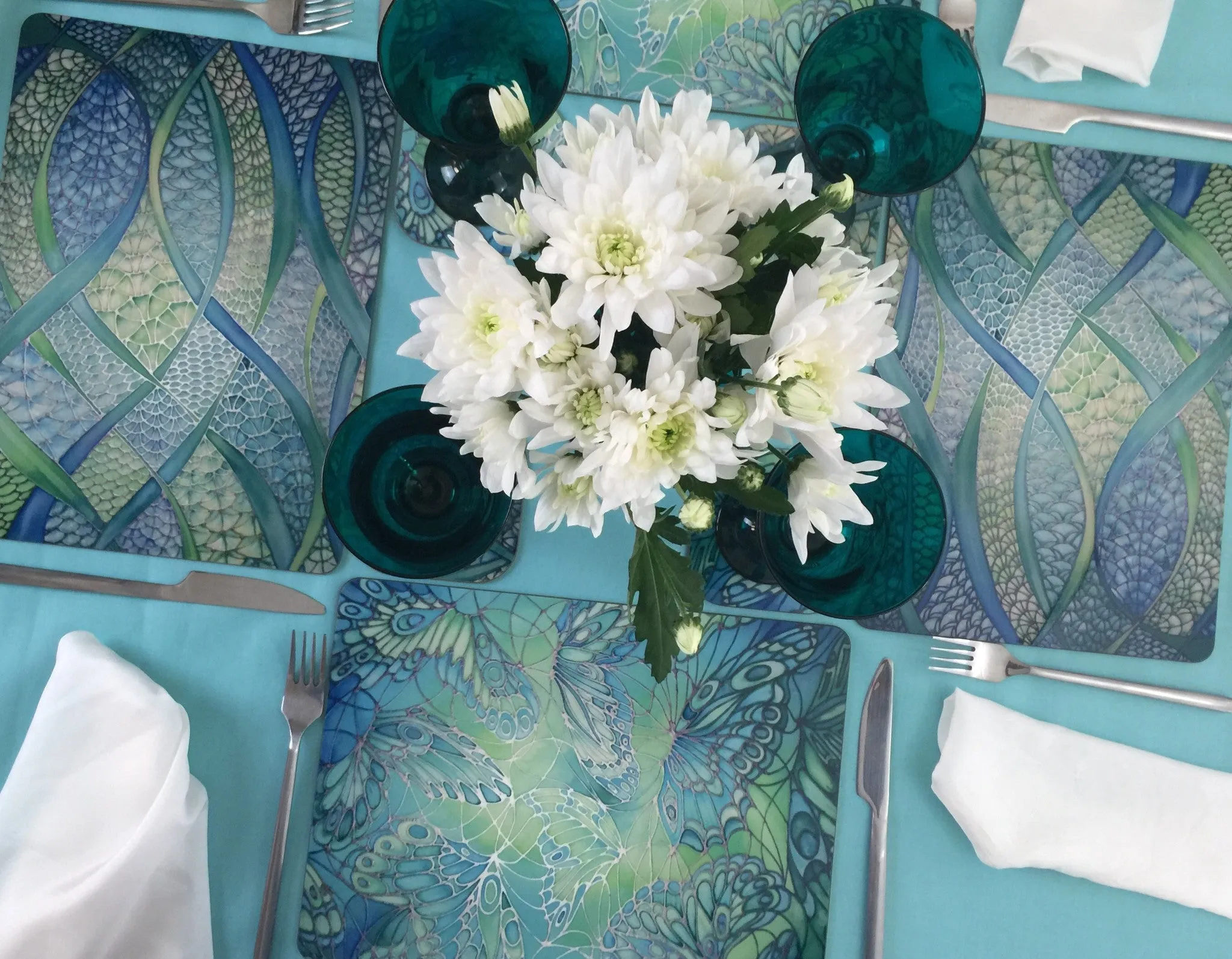 Green Green Glass Chopping Boards - Placemats & Coasters - Green Turquoise Table Mats