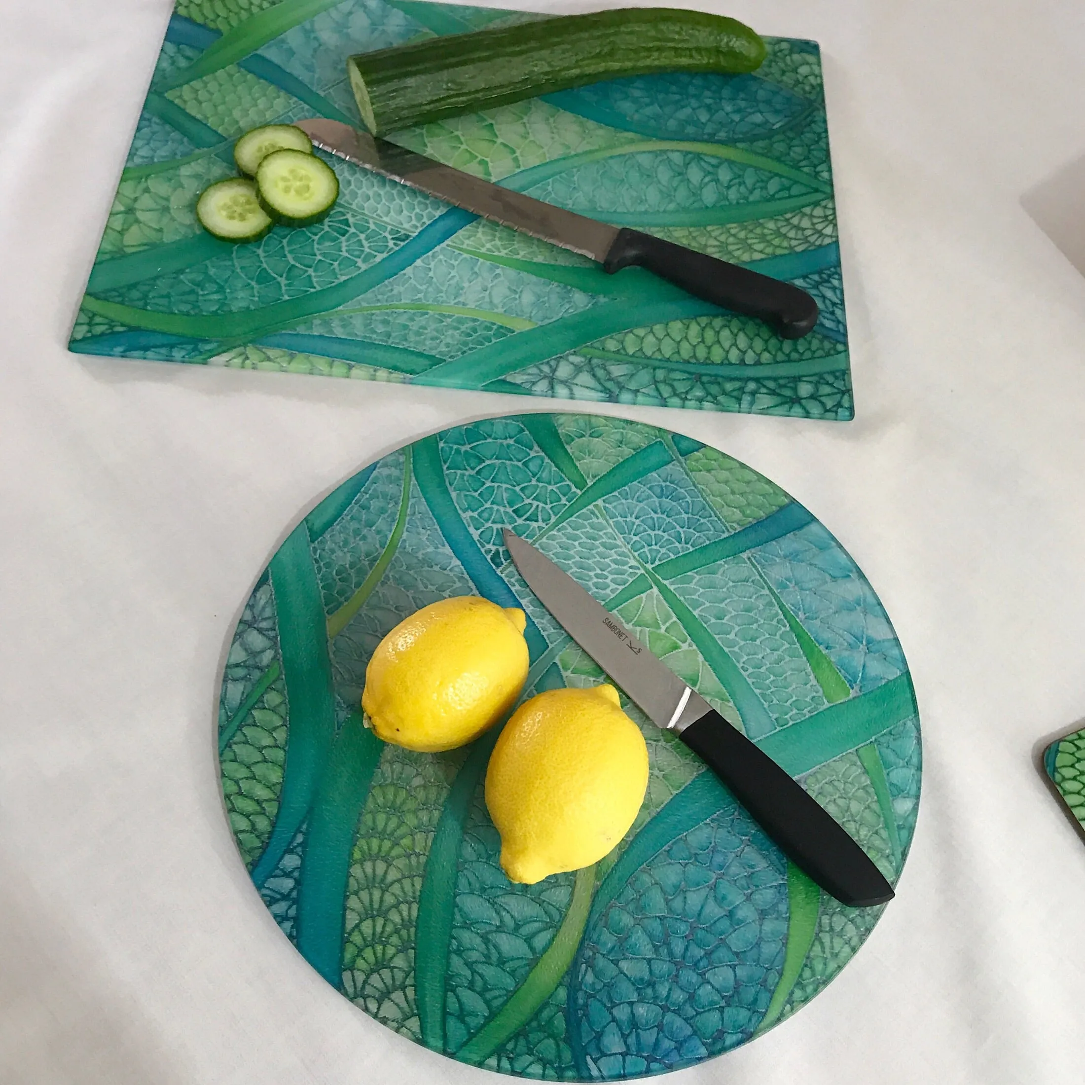 Green Green Glass Chopping Boards - Placemats & Coasters - Green Turquoise Table Mats