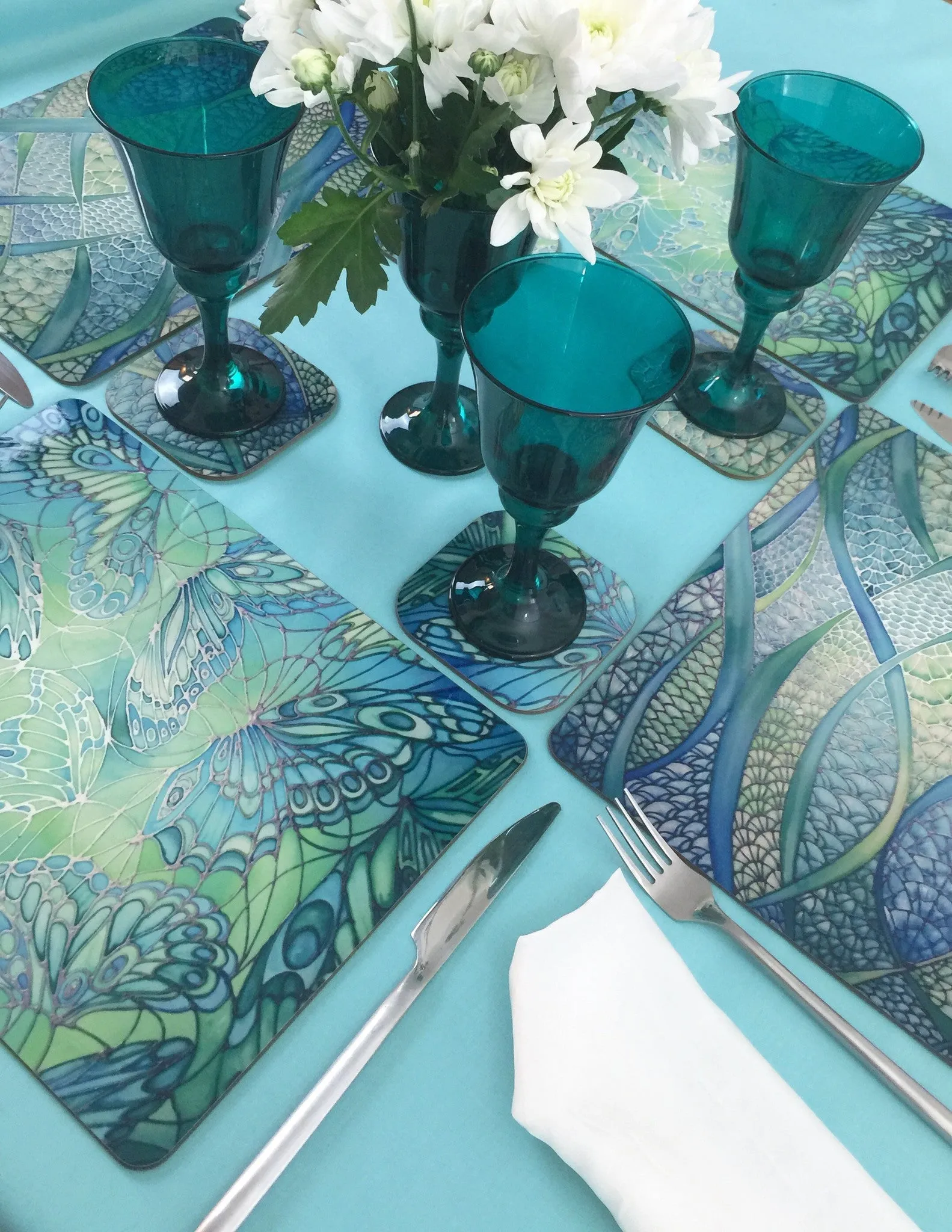 Green Green Glass Chopping Boards - Placemats & Coasters - Green Turquoise Table Mats