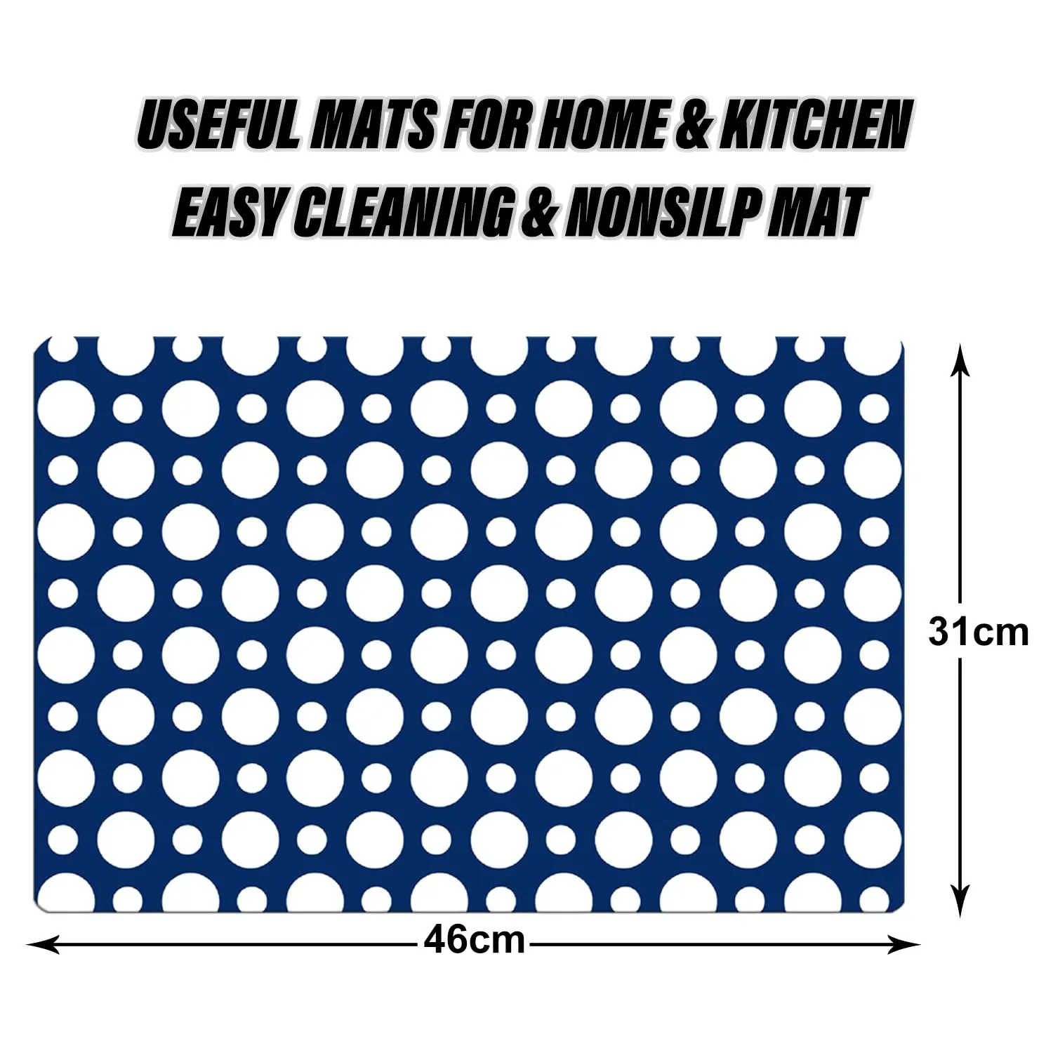 Heart Home Fridge Mats | PVC Blue & White Dot Print | Fridge Mat for Refrigerator | Fridge Placemats for Kitchen | Set of 6 | Multicolor