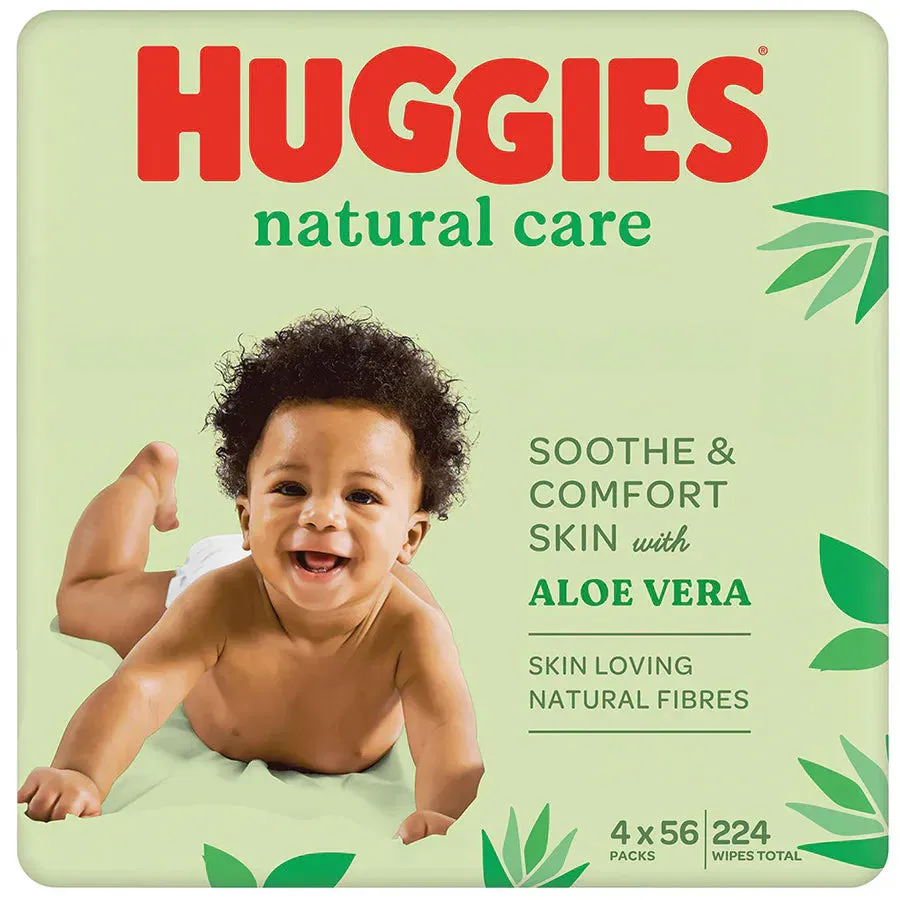 Huggies Baby Wipes Natural Care 56's x 4 (Value Pack)