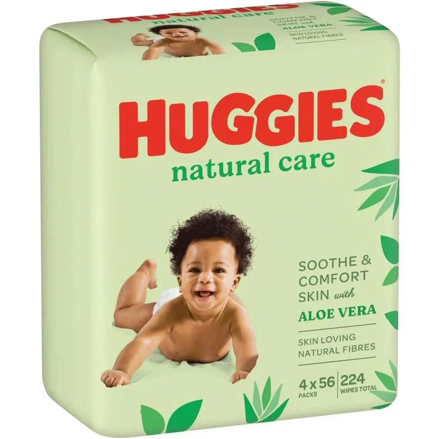 Huggies Baby Wipes Natural Care 56's x 4 (Value Pack)