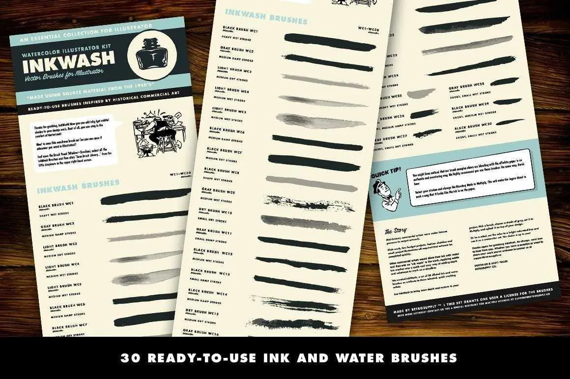 InkWash | Vector Ink and Water Brushes for Adobe Illustrator