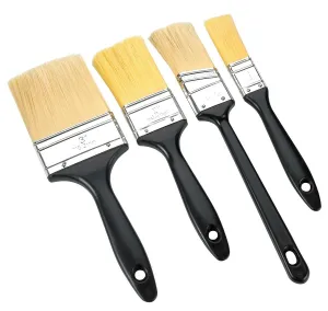 Katzco 4 Pack - Polyester Bristle Paint Brush Value Set with Contoured Handles - for Any