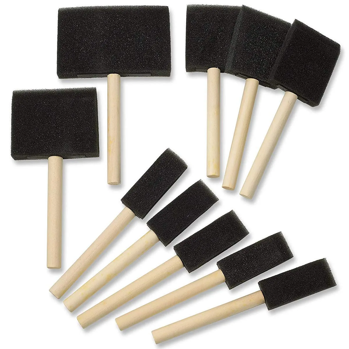 Katzco 5 Pack - Poly Foam Brushes with Wooden Handles - for Any Professional Paint Job