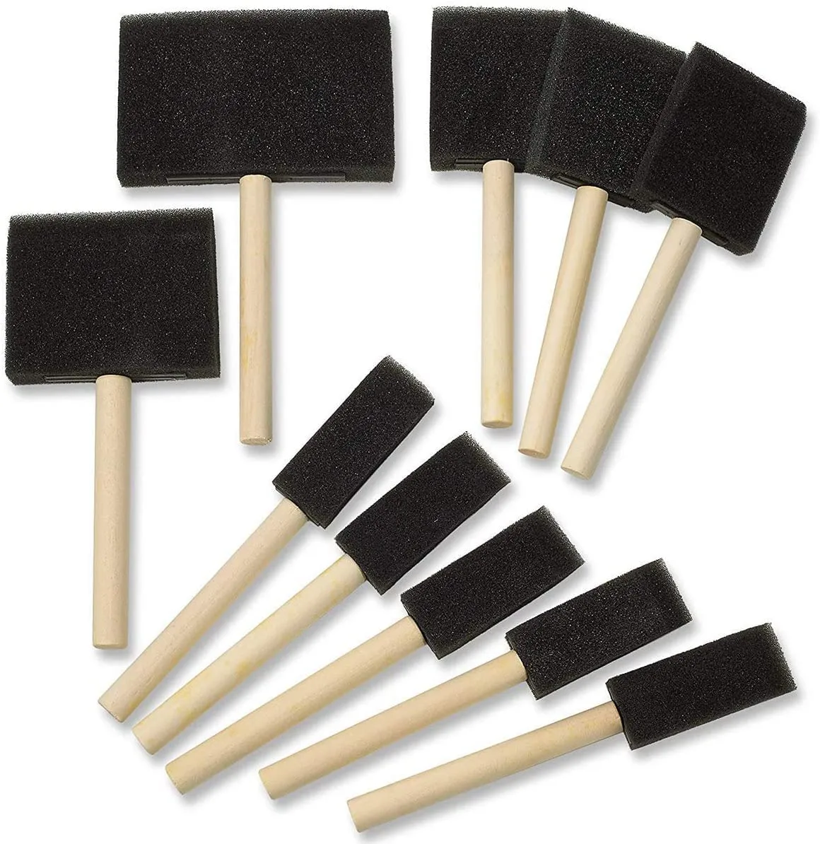 Katzco 5 Pack - Poly Foam Brushes with Wooden Handles - for Any Professional Paint Job