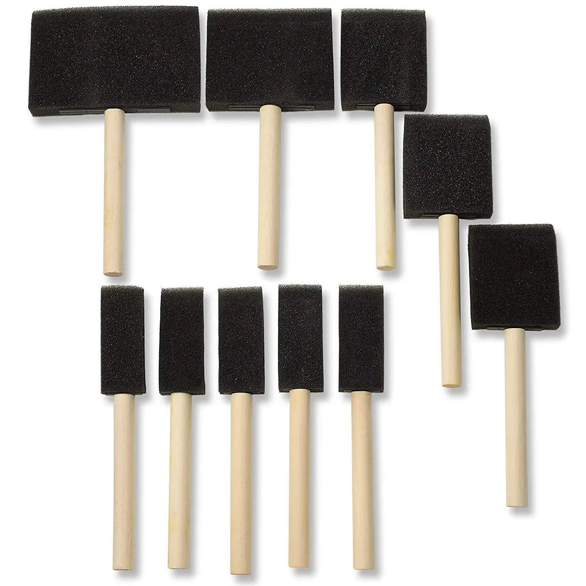 Katzco 5 Pack - Poly Foam Brushes with Wooden Handles - for Any Professional Paint Job