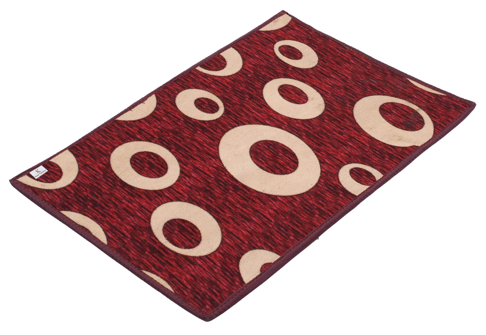 Kuber Industries Circle Print Design Durable Microfiber Door Mat, Heavy Duty Doormat, Indoor Outdoor, Easy Clean, Waterproof, Low-Profile Mats for Entry, Patio, Garage (Set of 2,Maroon)-KUBMART11458