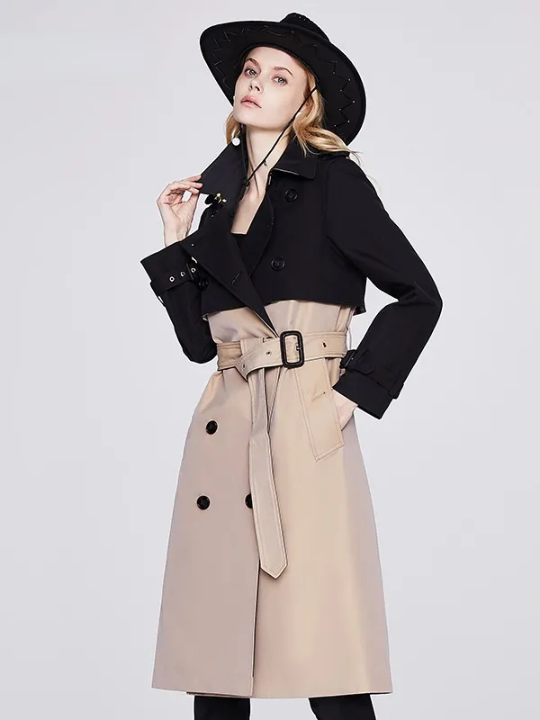 Lace-up Double-breasted Casual Long Coat