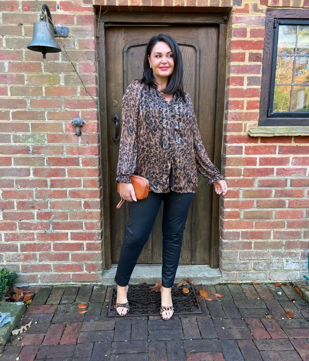 Leopard Print Metallic Top