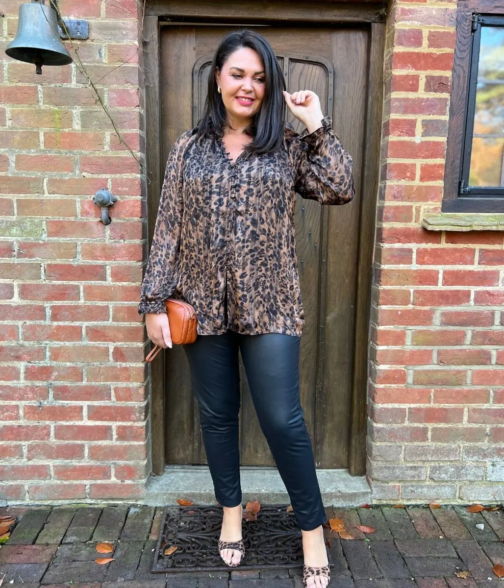 Leopard Print Metallic Top