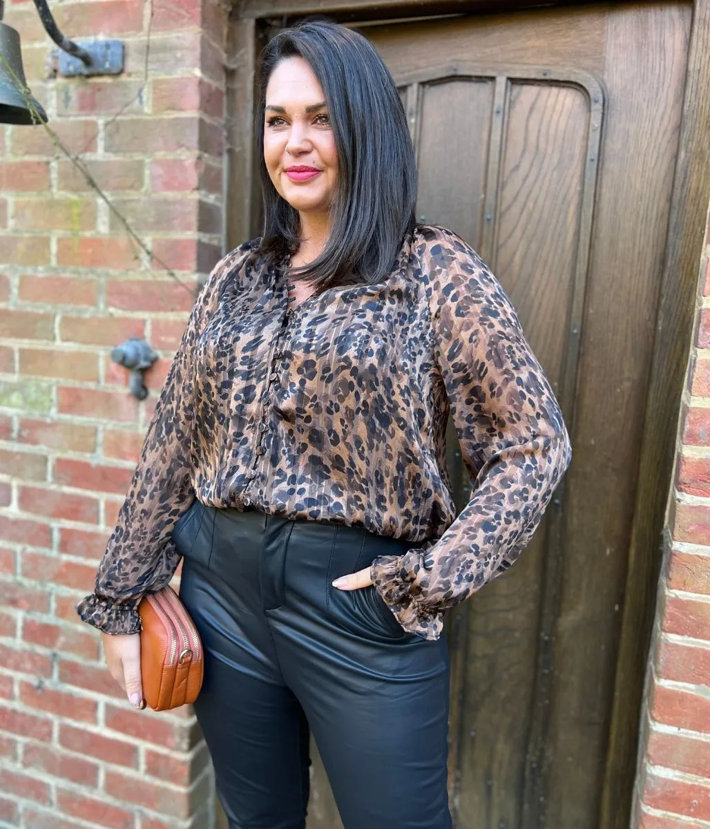 Leopard Print Metallic Top