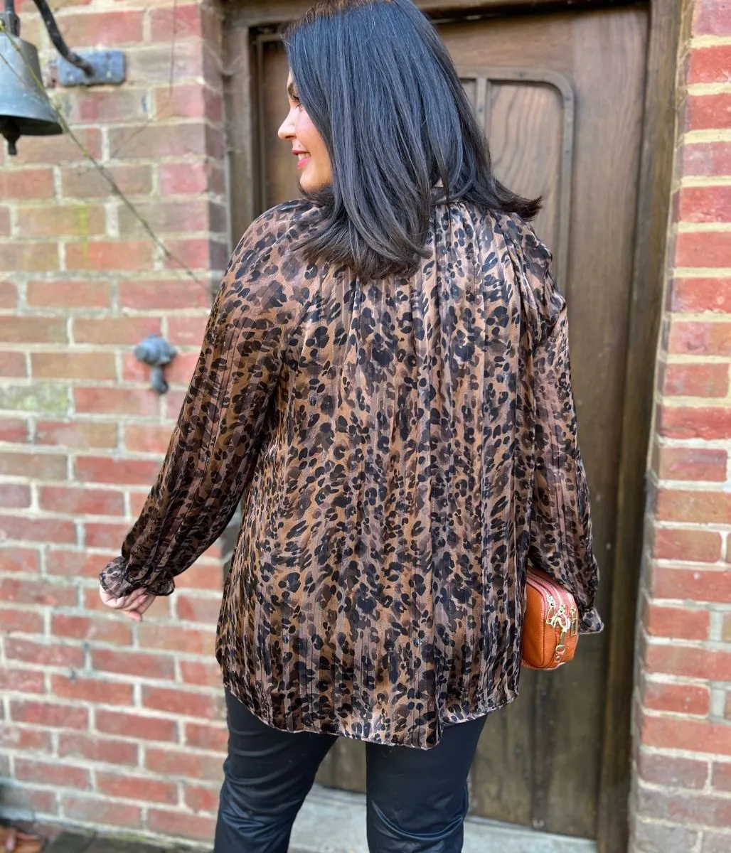 Leopard Print Metallic Top