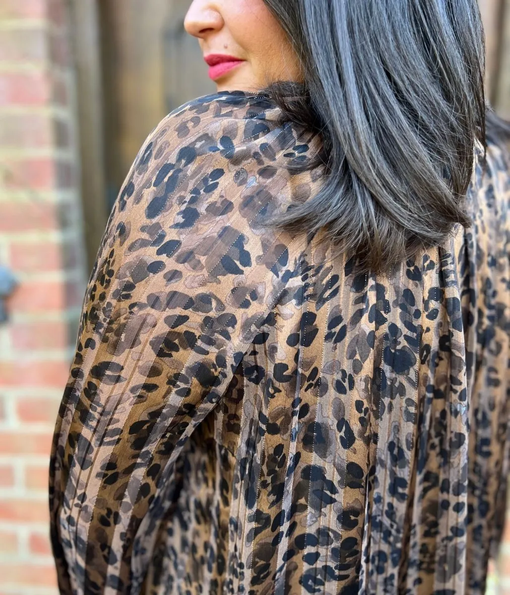 Leopard Print Metallic Top