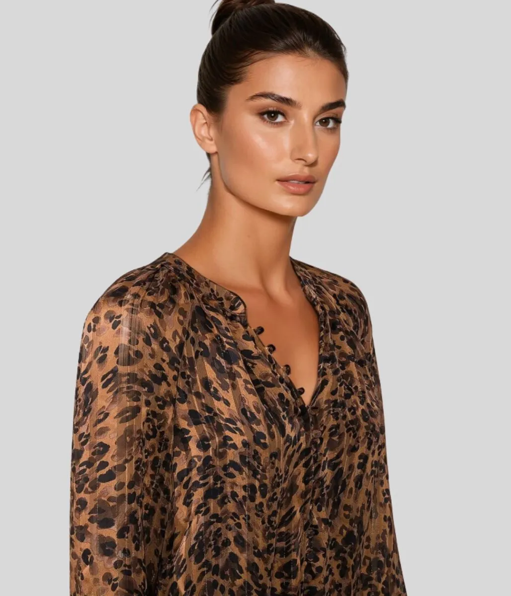 Leopard Print Metallic Top