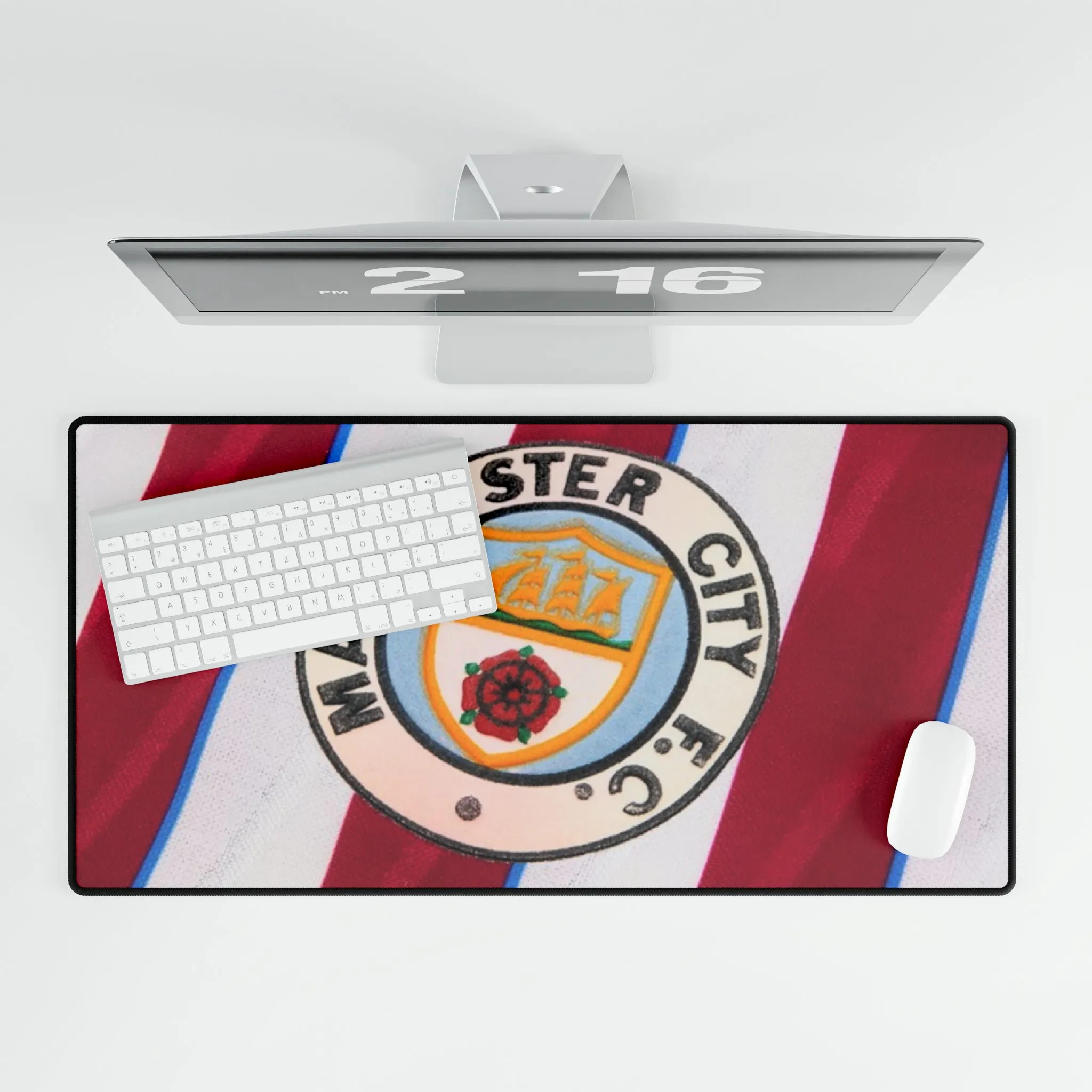 Man City Retro Away Kit Badge - Desk Mat