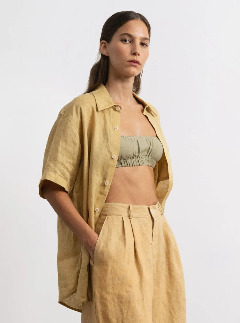 Marlowe Shirt, Light Linen, Hay