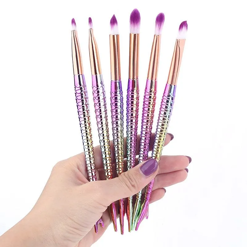 Mermaid Shape Design Makeup Pencil  Foundation Highlighter Brush Set