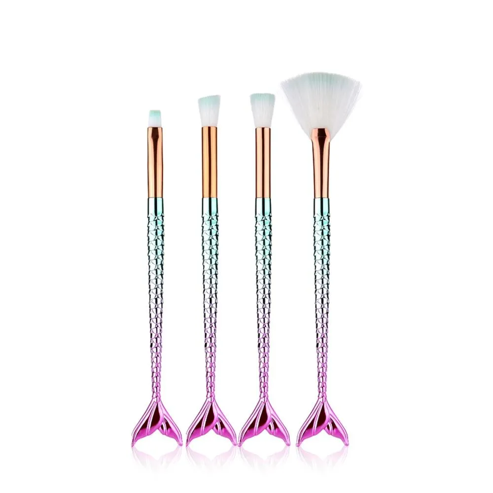 Mermaid Shape Design Makeup Pencil  Foundation Highlighter Brush Set