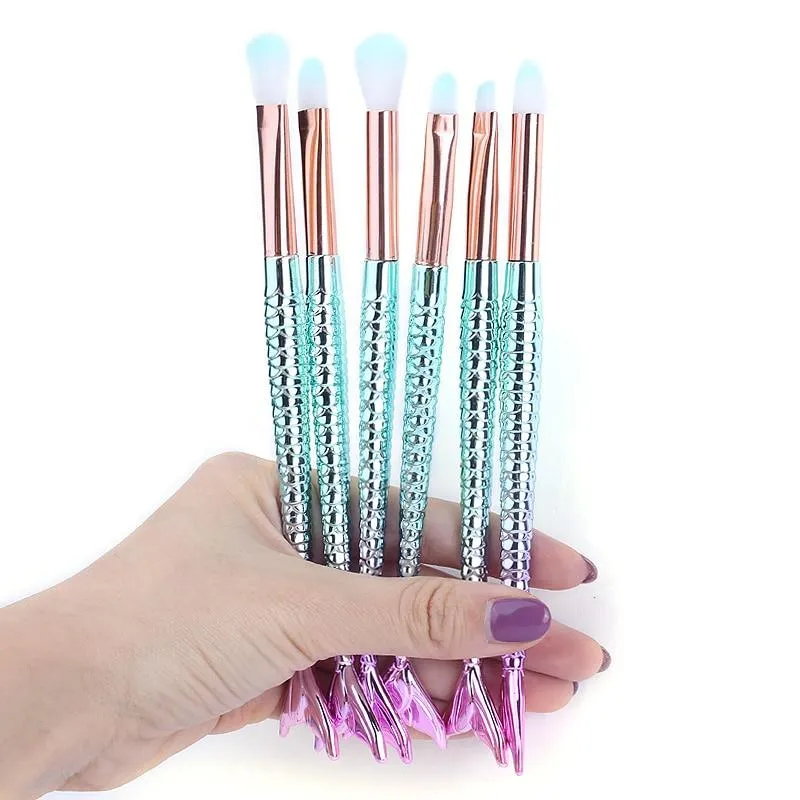 Mermaid Shape Design Makeup Pencil  Foundation Highlighter Brush Set