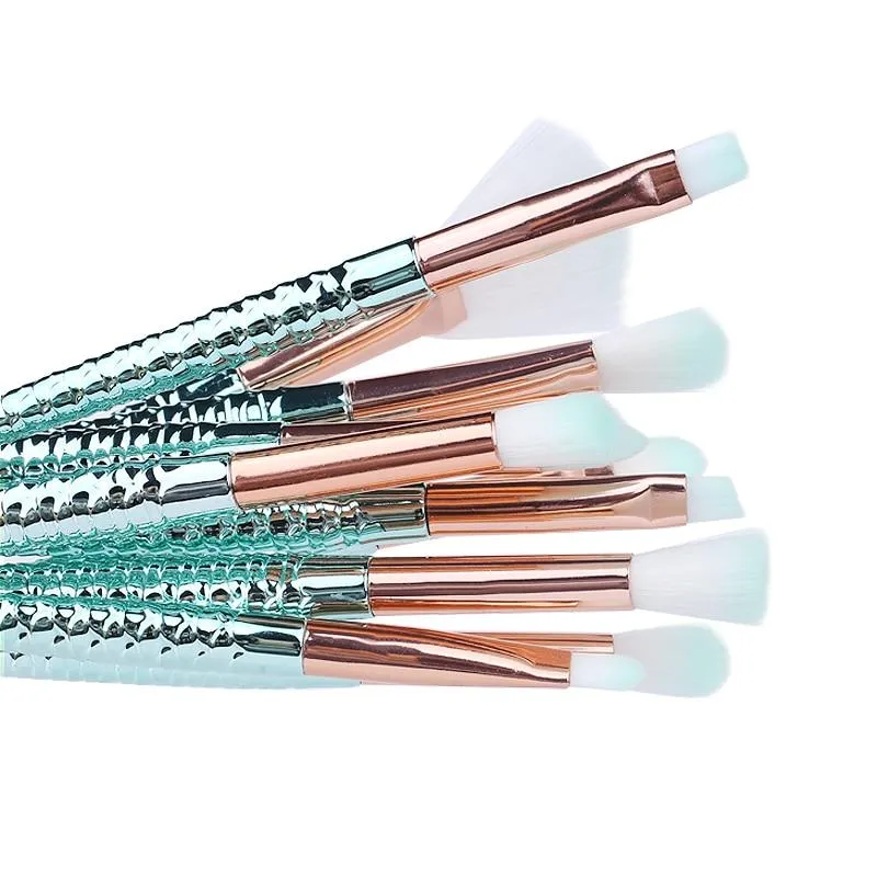 Mermaid Shape Design Makeup Pencil  Foundation Highlighter Brush Set