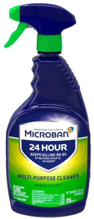 Microban 48587 Cleaner, 32 oz, Spray Bottle, Liquid, Fresh, Clear :EA: QUANTITY: 1