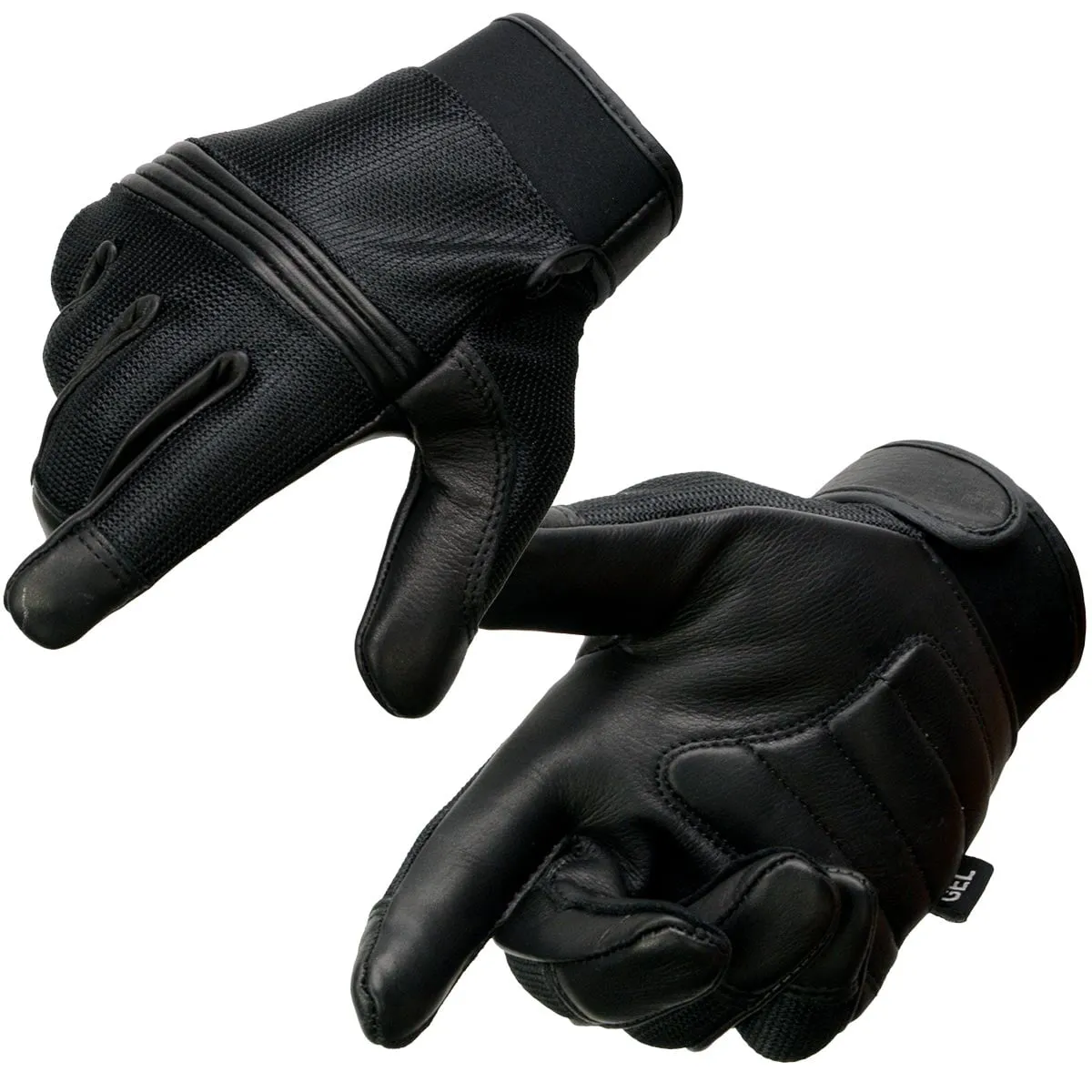 Milwaukee Leather MG7517 Men's Black Leather Mesh Gel Palm Motorcycle