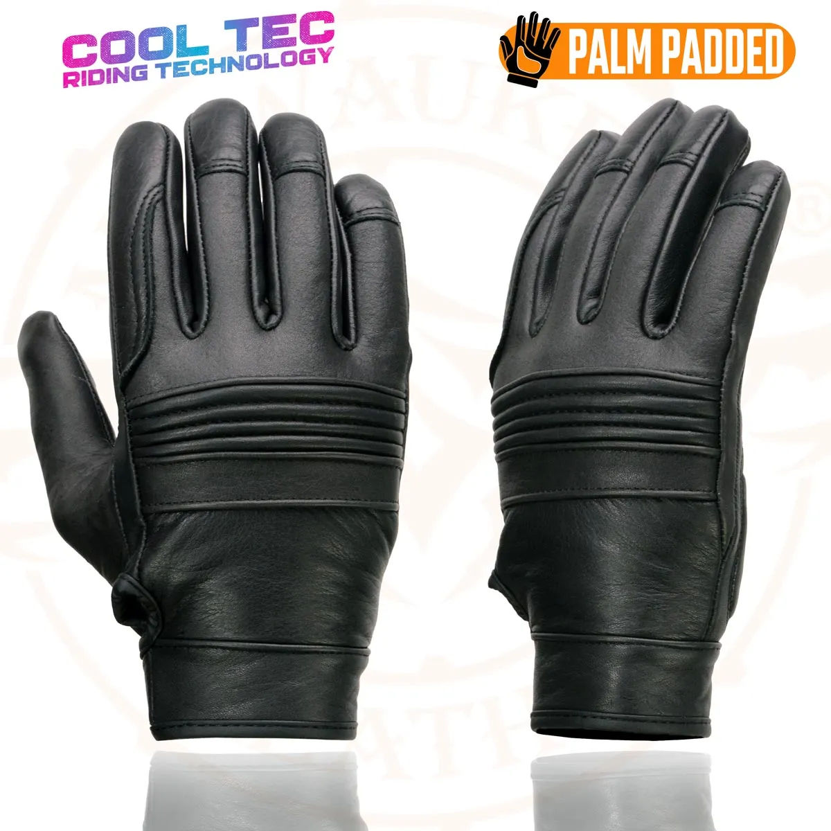 Milwaukee Leather MG7736 Women's Black ‘Cool-Tec’ Leather Gel Palm Motorcycle Hand Gloves W/ Flex Knuckles